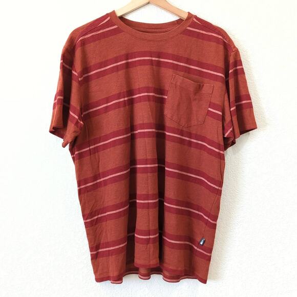 The North Face Jacquard Stripe Tee Orange Red Short Sleeve T-Shirt Men's XL Top - Picture 1 of 8